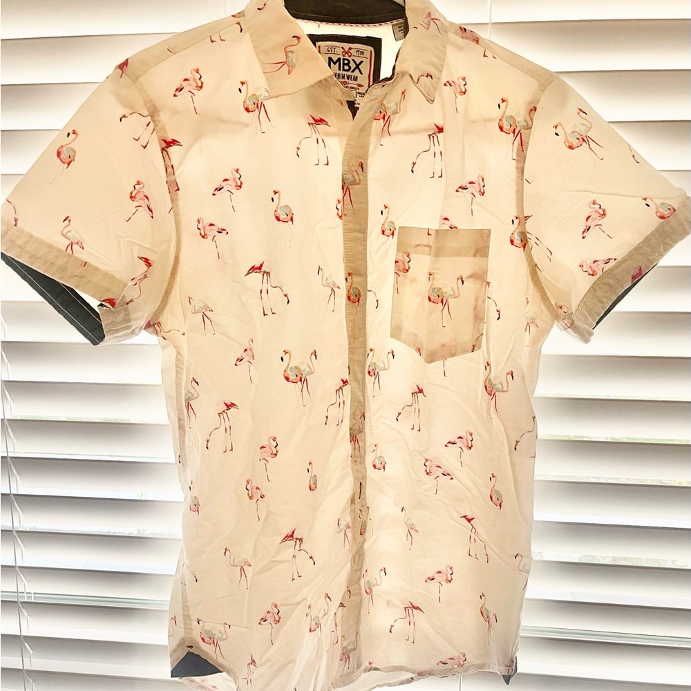 Men's Flamingo Print Shirt - White